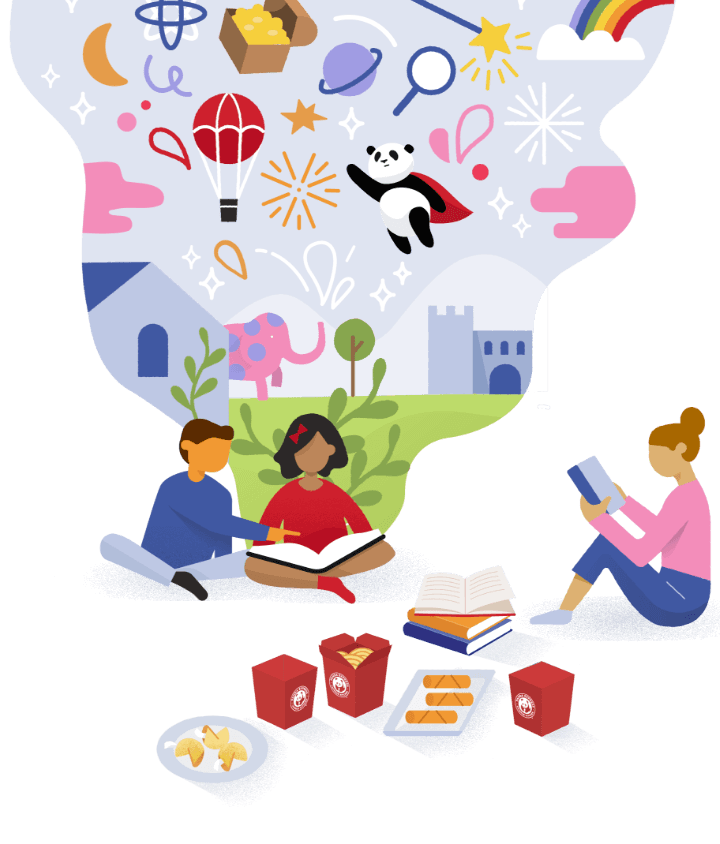 Illustration of kids reading