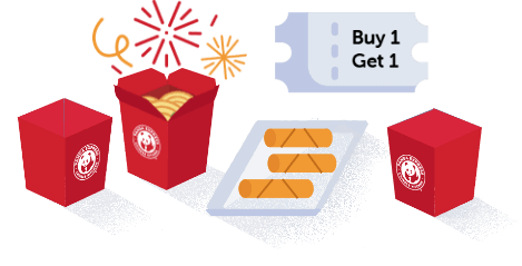 Take out box and cupon illustration